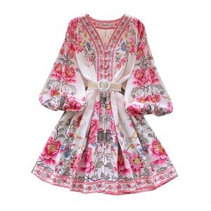 Amina Glam Floral Embroidered Blouse dress - Pink and Blue. NWT
